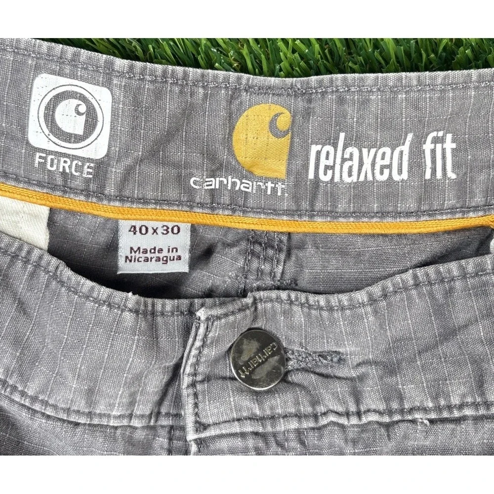 Carhartt Carpenter Mens Cargo Gray 40x30 Relaxed Fit Jeans Pants #14806 Worn